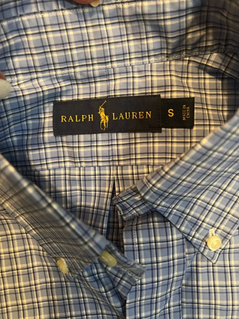 Ralph Lauren Blue Plaid Button-Down Shirt with Embroidered Pony size small - Picture 4 of 7